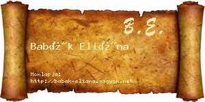 Babák Eliána névjegykártya
